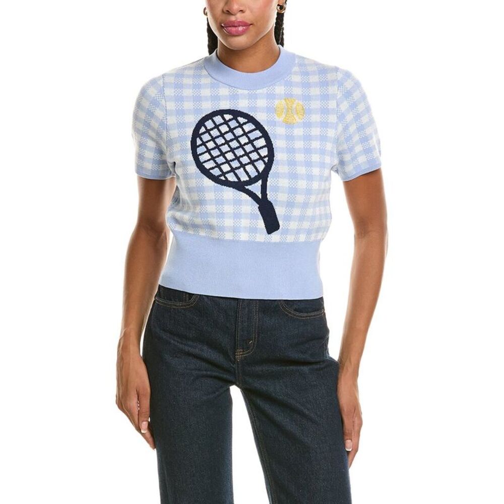 525 America Womens Beaded Tennis Knit Shirt, Blue